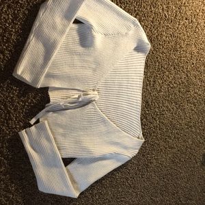 Rib-Knit Tie Front Cardigan